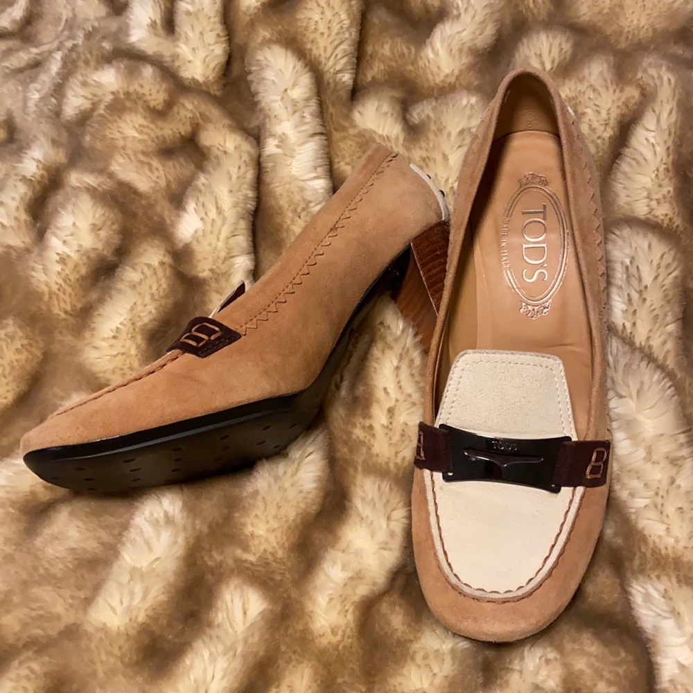 TOD’S of London Shoes - all suede leather loafer. Craftsman made.